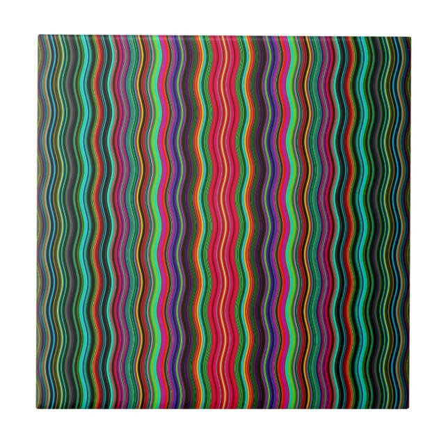 Beautiful Colorful Wavy Stripe Pattern Tile (Front)