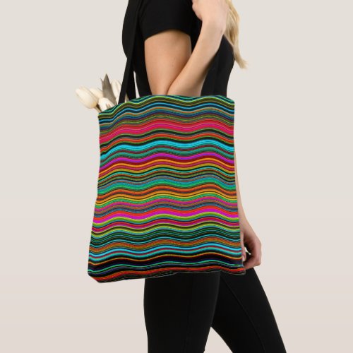Beautiful Colorful Wavy Stripe Pattern Tote Bag