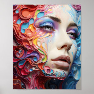 Beautiful Colorful Woman's Face Female Portrait Poster