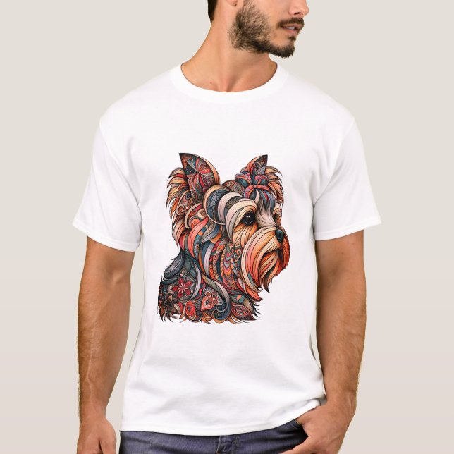Beautiful Colorful Yorkshire Terrier  T-Shirt (Front)
