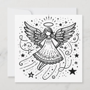 Beautiful Coloring Art Christmas Angel Holiday Card