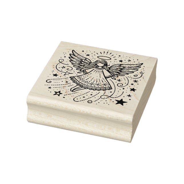 Beautiful Coloring Art Christmas Angel Rubber Stamp (Stamp)