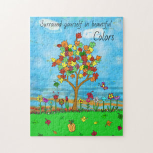 Beautiful Colors Fall Leaves Colorful Jigsaw Puzzle