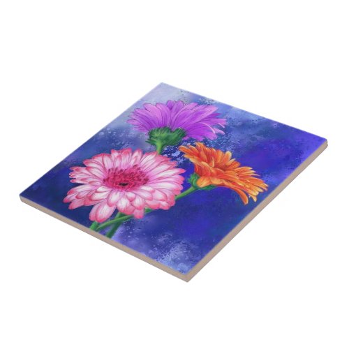 Beautiful Colors Gerberas Ceramic Tile