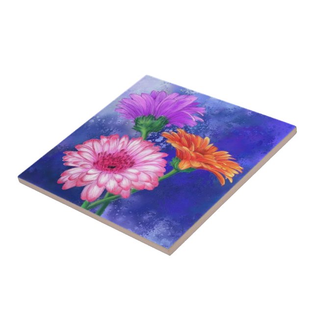 Beautiful Colors Gerberas Ceramic Tile (Side)