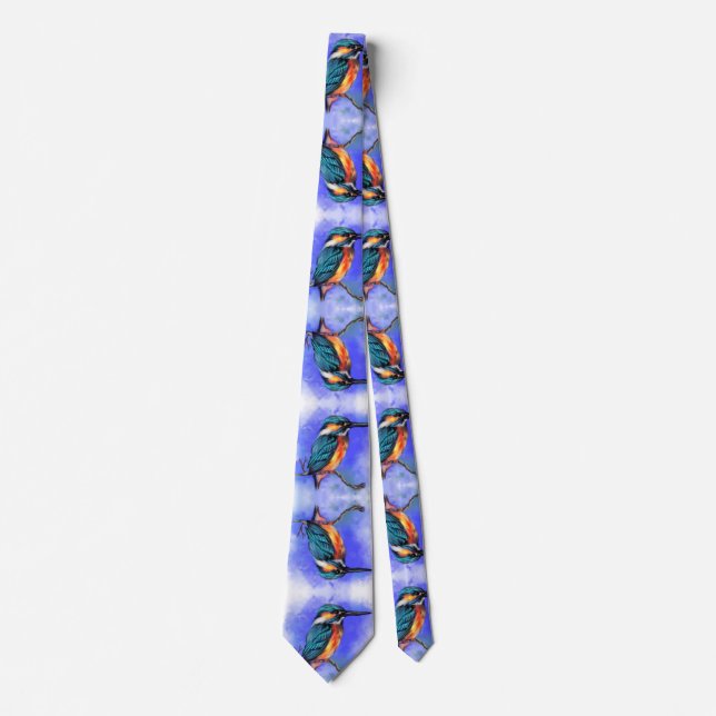 Beautiful Colors Kingfisher Bird Neck Tie (Front)