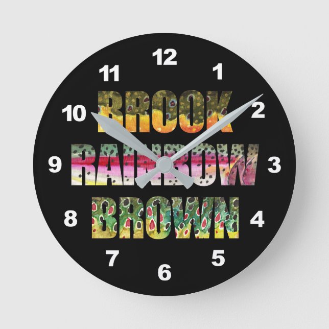 Beautiful Colors of 3 Trout Round Clock (Front)