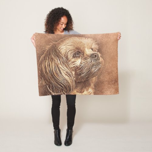 Beautiful colourful Abstract close_up Dog picture Fleece Blanket