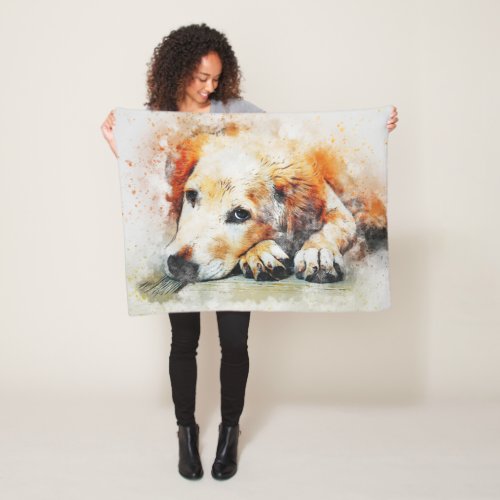 Beautiful colourful Abstract close_up Dog picture Fleece Blanket