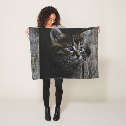 Beautiful colourful close_up Cat picture Fleece Blanket