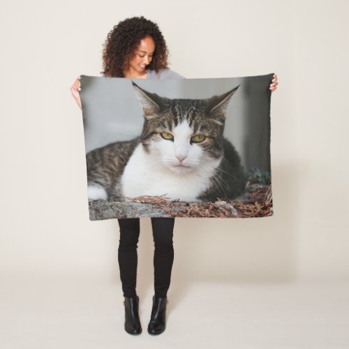 Beautiful colourful close_up Cat picture Fleece Blanket