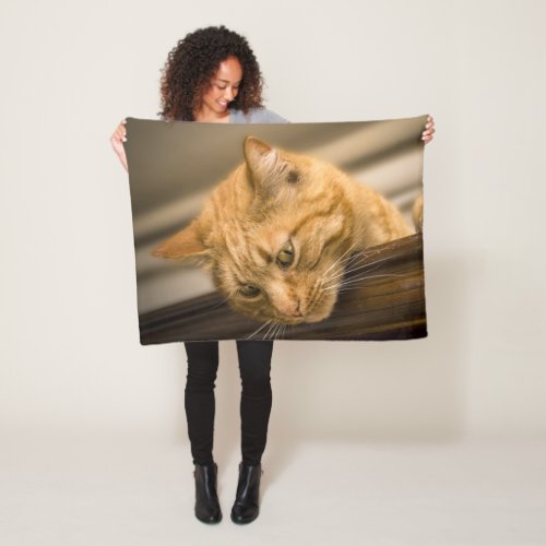 Beautiful colourful close_up Cat picture Fleece Blanket