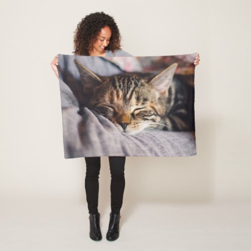 Beautiful colourful close_up Cat picture Fleece Blanket