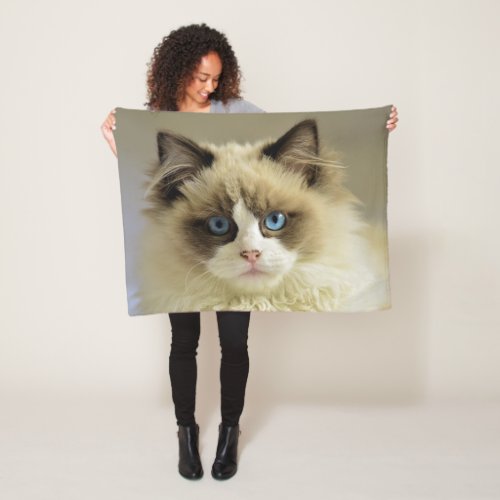Beautiful colourful close_up Cat picture Fleece Blanket