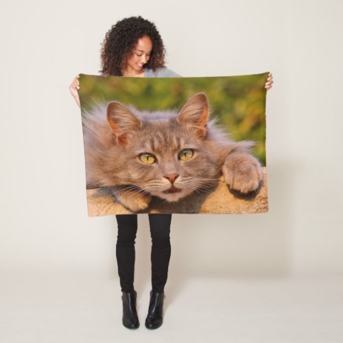 Beautiful colourful close_up Cat picture Fleece Blanket