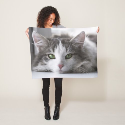 Beautiful colourful close_up Cat picture Fleece Blanket