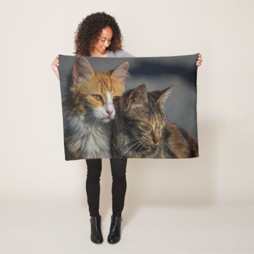 Beautiful colourful close_up Cats picture Fleece Blanket