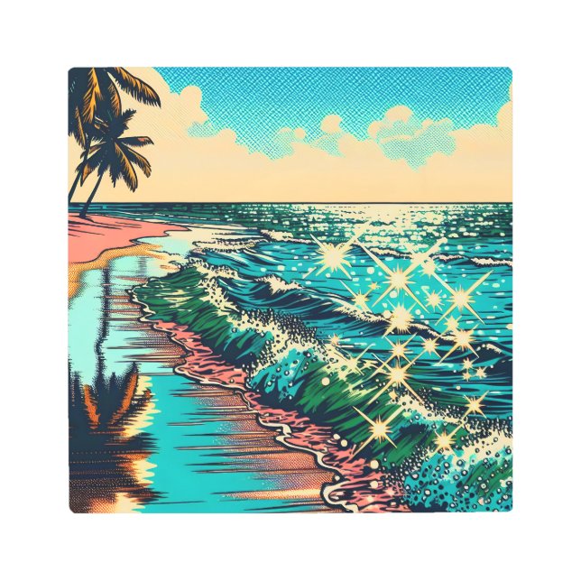 Beautiful Comic Pop Art Style Beach Scene (Front)