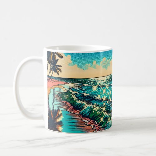 Beautiful Comic Pop Art Style Beach Scene Coffee Mug