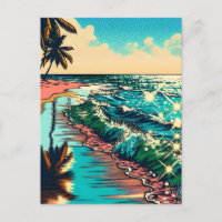 Beautiful Comic Pop Art Style Beach Scene