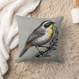 Beautiful Common Yellowthroat Bird Throw Pillow