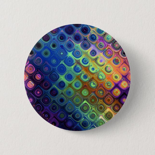 Beautiful cool abstract squares circles glass glow button (Front)