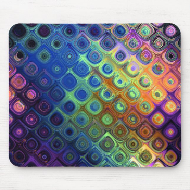 Beautiful cool abstract squares circles glass glow mouse pad (Front)