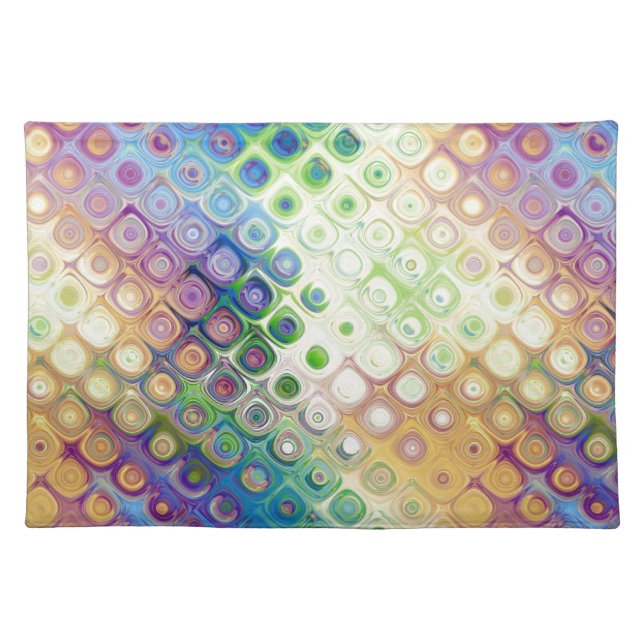 Beautiful cool abstract squares circles glass glow placemat (Front)