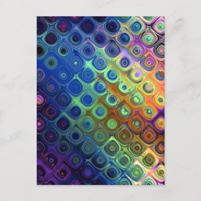 Beautiful cool abstract squares circles glass glow postcard (Front)