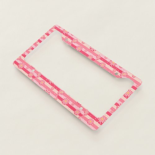 Beautiful Cool Awesome Pink Flowers   License Plate Frame