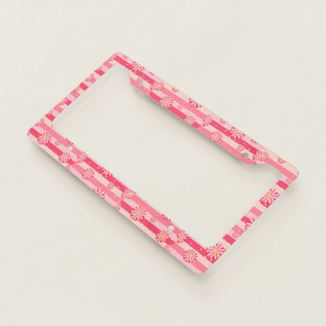 Beautiful Cool Awesome Pink Flowers   License Plate Frame (3/4)