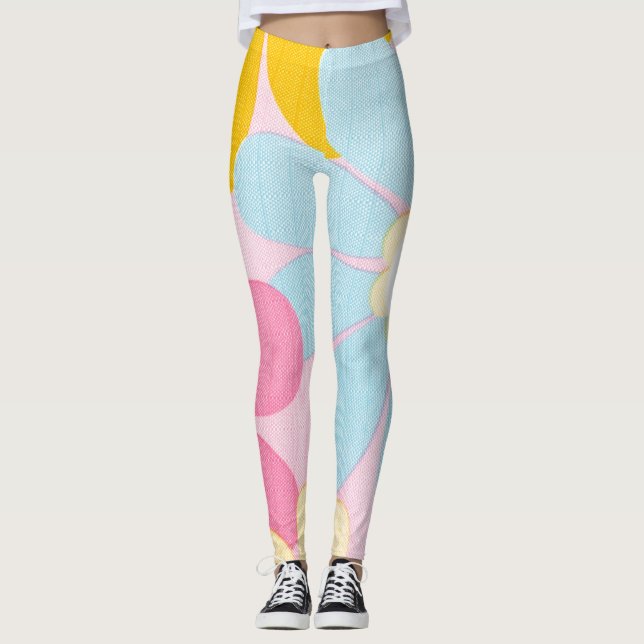 Beautiful cool colored flower design  leggings (Front)