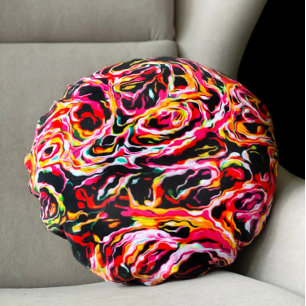 Beautiful Cool Colorful Funky Round Pillow