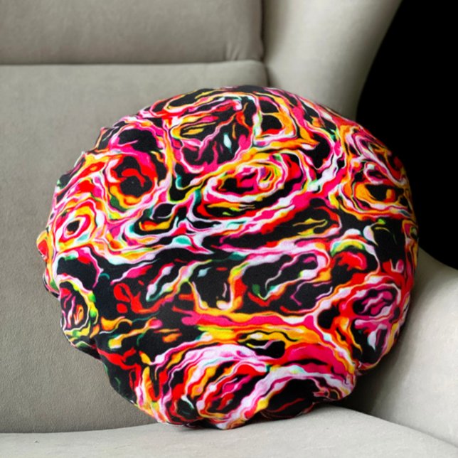 Beautiful Cool Colorful Funky Round Pillow (Creator Uploaded)