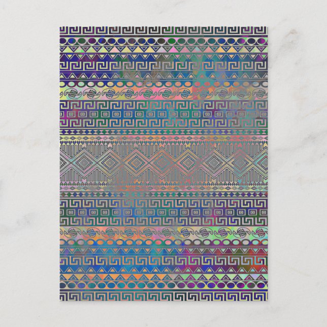 Beautiful cool colourful Aztec geometric pattern Postcard (Front)