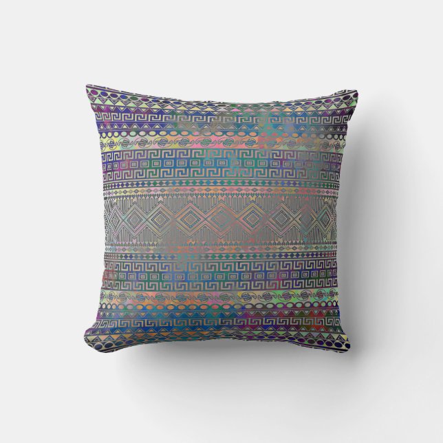 Beautiful cool colourful Aztec geometric pattern Throw Pillow (Front)