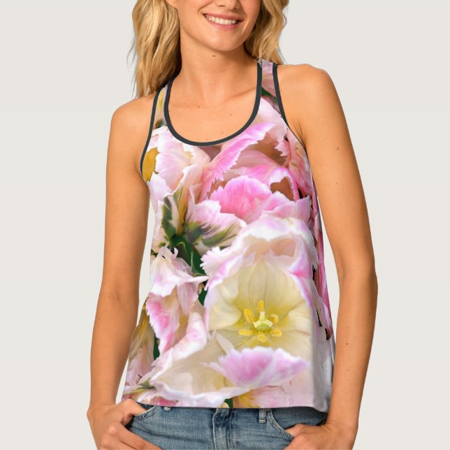 Beautiful cool girly floral design  tank top (Front)