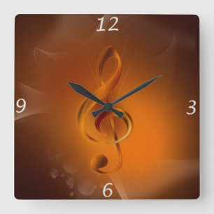 Beautiful cool glowing fire colors effects music square wall clock