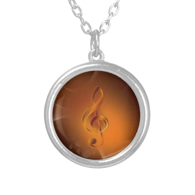 Beautiful cool glowing fire colours effects music silver plated necklace (Front)