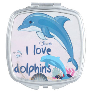 Beautiful & Cool l Love Dolphins Quotes Name Compact Mirror