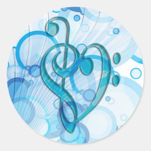 Beautiful cool music notes together as a heart classic round sticker