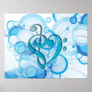 Beautiful cool music notes together as a heart poster