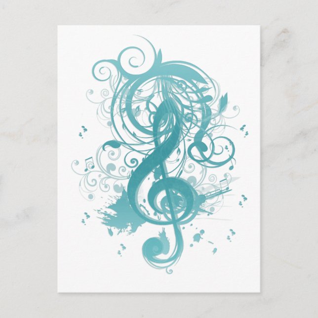 Beautiful cool music notes with splatter swirls (Front)