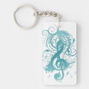 Beautiful cool music notes with splatter swirls keychain