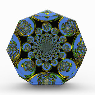 Beautiful cool royal blue black Kaleidoscope art Acrylic Award
