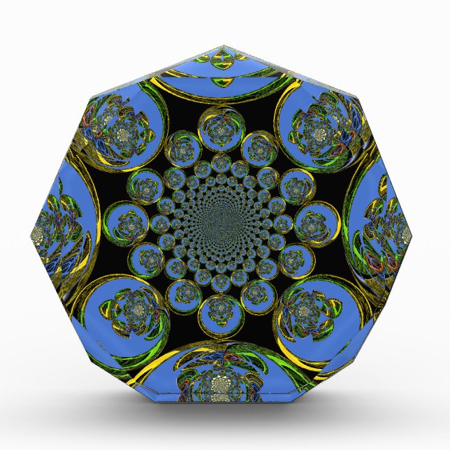 Beautiful cool royal blue black Kaleidoscope  art Acrylic Award (Front)