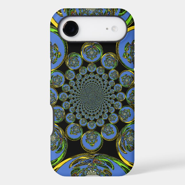 Beautiful cool royal blue black Kaleidoscope  art Case-Mate iPhone Case (Back)
