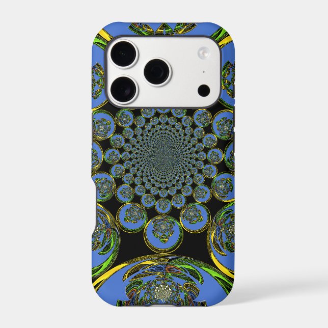 Beautiful cool royal blue black Kaleidoscope  art Case-Mate iPhone Case (Back)