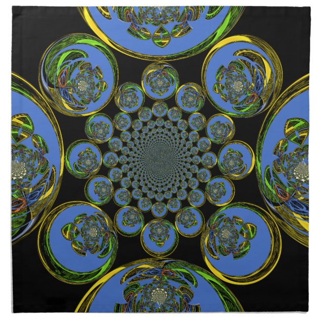 Beautiful cool royal blue black Kaleidoscope  art Cloth Napkin (Front)