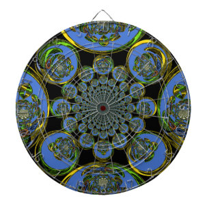Beautiful cool royal blue black Kaleidoscope  art Dart Board